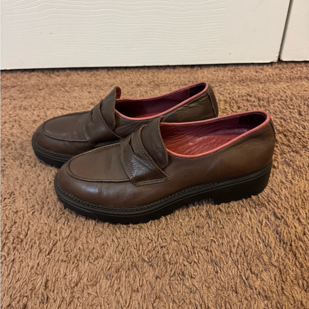 Bueno Brown Leather Penny Loafer Shoes Turkey 38 8 $175 - Picture 5 of 10